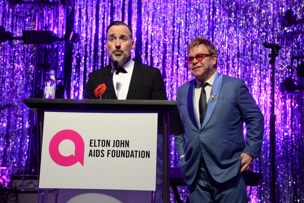 EJAF Chairman David Furnish and Elton John attends the 23rd Annual Elton John AIDS Foundation Academy Awards Viewing Party on February 22, 2015 in Los Angeles, California. Credit: Getty Images, 2015